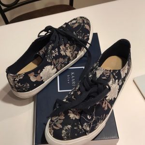 Navy floral sneakers